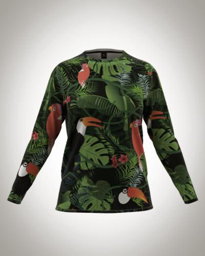 Лонгслив женский "Какаду с попугаем" классический 3D, туника, футболка с длинным рукавом