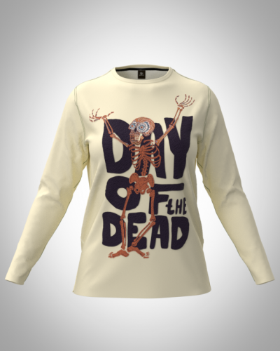 Лонгслив женский "Day of the Dead" классический 3D, туника, футболка с длинным рукавом